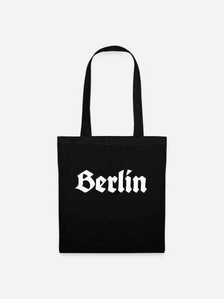 Berlin - Brandenburger Tor - Alexanderplatz - Stoffbeutel - Schwarz