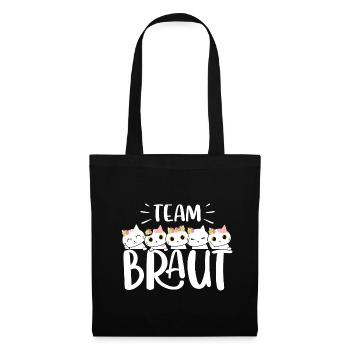 Team Braut JGA Katzen Hochzeit Junggesellenabschie - Stoffbeutel - Schwarz - Vorne