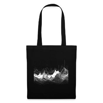 Paysage de montagne minimaliste surréaliste en blanc - Sac en tissu - noir - Devant