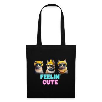 Cute Cat - Sac en tissu - noir - Devant
