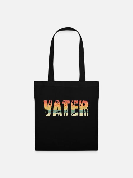 Sonnenuntergang Vater Wort im Sunset Vintage Stil - Stoffbeutel - Schwarz