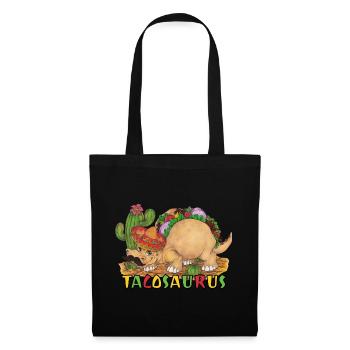 TacoSaurus Dinosaurier als Taco mit Hut und Bart - Stoffbeutel - Schwarz - Vorne