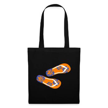pantoufles hawaï tongs vacances été fleur fun - Sac en tissu - noir - Devant