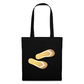 Slippers Flip Flops Gold Glamping Luxury Beach - Tote Bag - black - Front