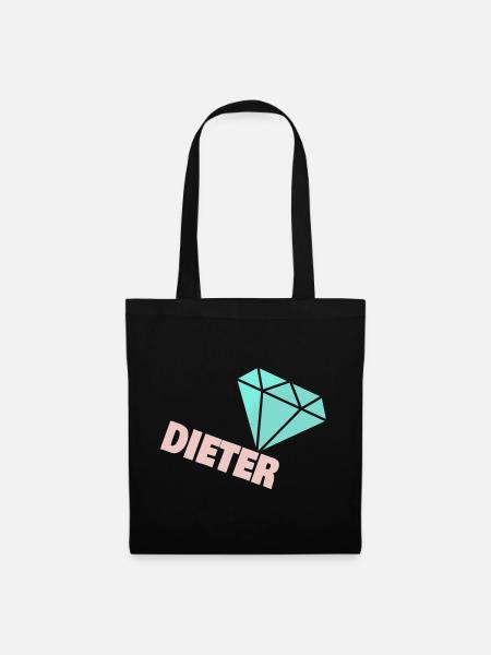 Funkelnder Diamant mit Dieter - Stoffbeutel - Schwarz