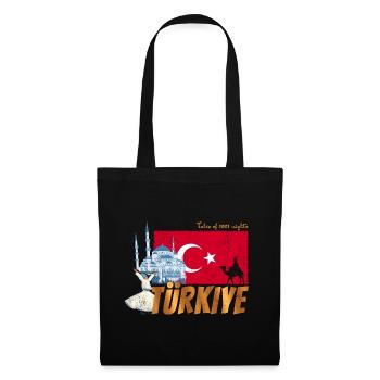 Türkiye Istanbul Vintage Fahne Türkei Sovenir - Stoffbeutel - Schwarz - Vorne