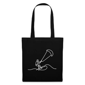 Kitesurfer Sketch – Minimalist Wave Motif - Tote Bag - black - Front