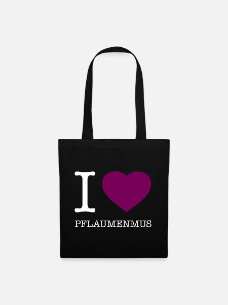 I love Pflaumenmus - Stoffbeutel - Schwarz