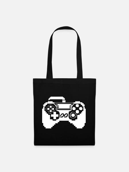 Game Controller Pixel Grafik - Stoffbeutel - Schwarz