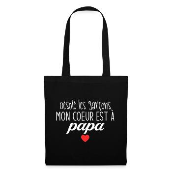 Mon cœur est à papa, désolé les garçons - Sac en tissu - noir - Devant