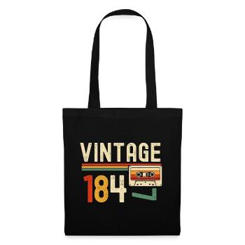 Vintage 84er Kassette Retro - Stoffbeutel - Schwarz - Vorne