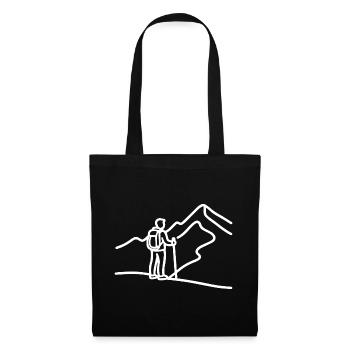 Minimalist hiker in front of mountain panorama - Tote Bag - black - Front