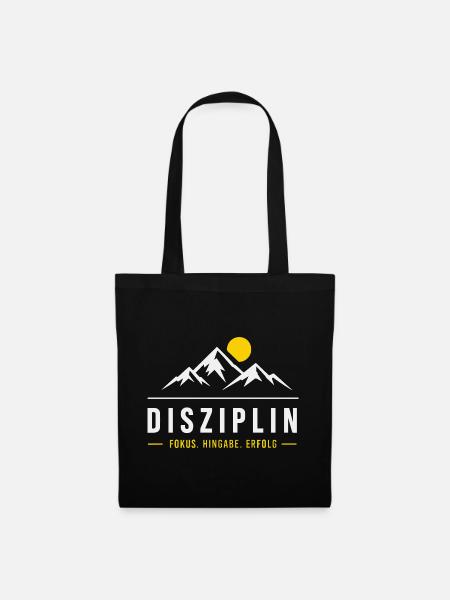 Disziplin Bergmotiv Sonnenaufgang - Stoffbeutel - Schwarz
