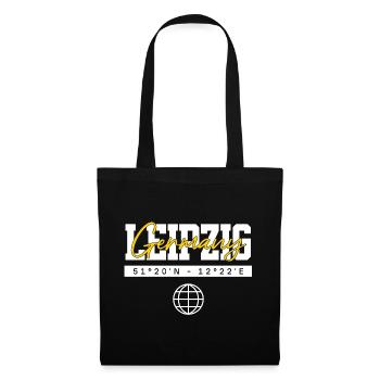 Leipzig Deutschland Koordinaten Reise Souvenir - Stoffbeutel - Schwarz - Vorne