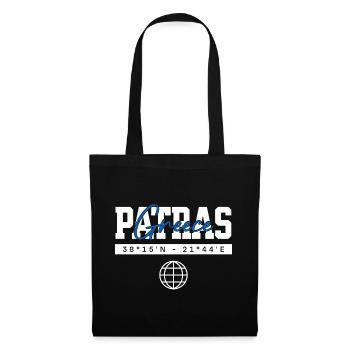 Patras Griechenland Koordinaten Reise Souvenir - Stoffbeutel - Schwarz - Vorne