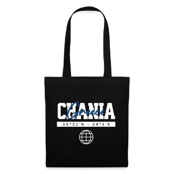 Chania Griechenland Koordinaten Reise Souvenir - Stoffbeutel - Schwarz - Vorne