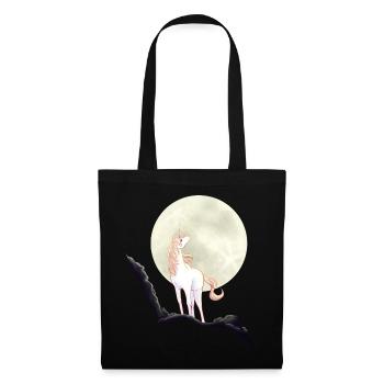 Einhorn vor Mond - Stoffbeutel - Schwarz - Vorne