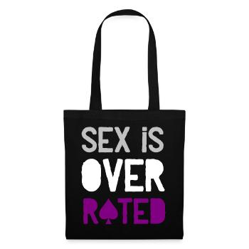 Sex is overrated - Asexuell CSD Pride Ace - Stoffbeutel - Schwarz - Vorne