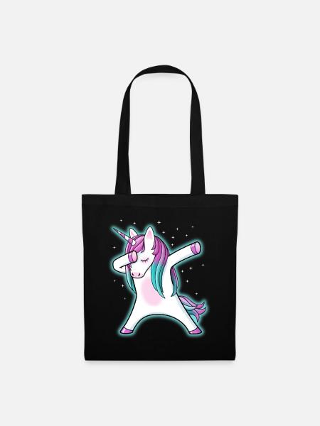 Dabbing Einhorn Geschenk Dabbing Unicorn - Stoffbeutel - Schwarz