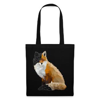 Polygon Fuchs low poly Fox Geometrie Geschenkidee - Stoffbeutel - Schwarz - Vorne