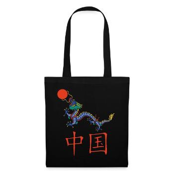 Dragon chinois - Sac en tissu - noir - Devant