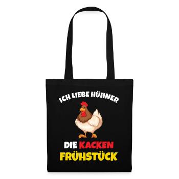 Ich liebe Hühner Huhn Hühnerhaltung - Stoffbeutel - Schwarz - Vorne