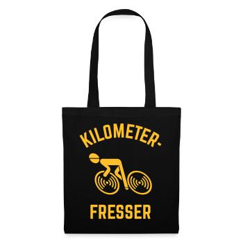 Kilometerfresser Rennradfahrer (Rennrad / L<–R) - Stoffbeutel - Schwarz - Vorne