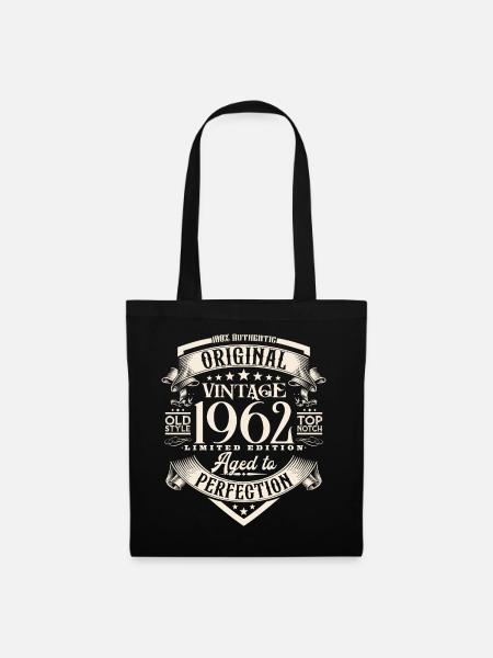 Vintage 1962 Jahrgang Geburtstag Retro Geschenk - Stoffbeutel - Schwarz