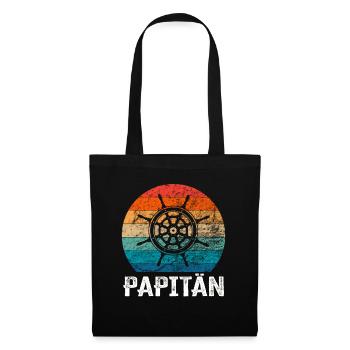 Papitän und Ruder - für den besten Papa der Welt - Stoffbeutel - Schwarz - Vorne