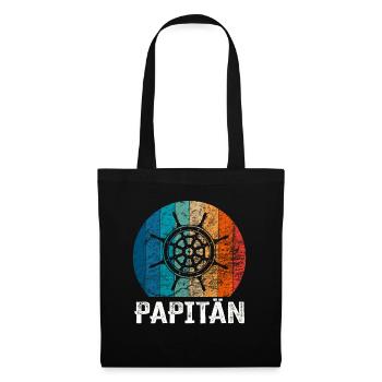 Papitän und Ruder - für den besten Papa der Welt - Stoffbeutel - Schwarz - Vorne