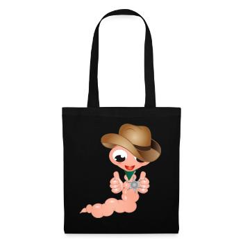 small earthworm as cowboy with sheriff's star - Tote Bag - black - Front