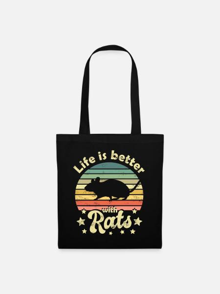 Ratte Ratten - Stoffbeutel - Schwarz