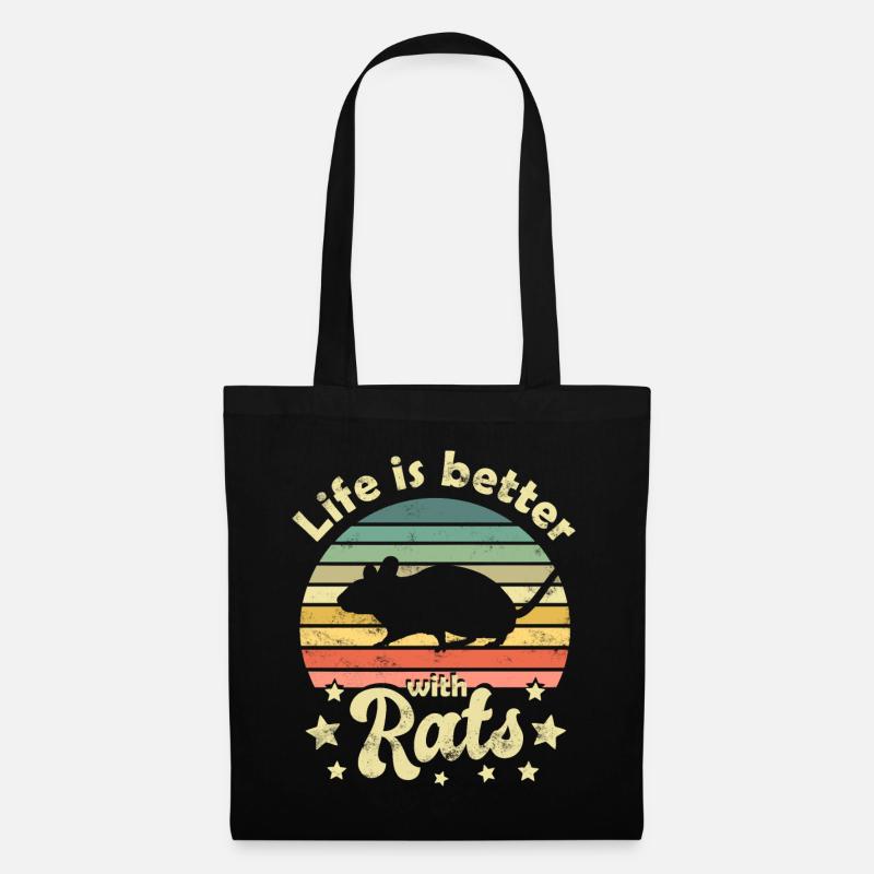 Ratte Ratten - Stoffbeutel - Schwarz