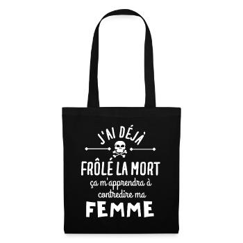 mort, frôler la mort, homme humour - Sac en tissu - noir - Devant