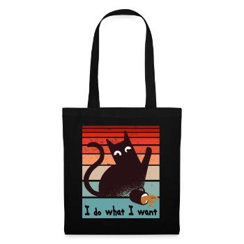 Ich mache was ich will. Lustige Katze verschüttet - Stoffbeutel - Schwarz - Vorne