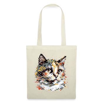 Pixel-Art Katze - Stoffbeutel - Natur - Vorne