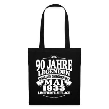 90 Jahre Geburtstag Mai 1933 Mai 1933 geboren - Stoffbeutel - Schwarz - Vorne