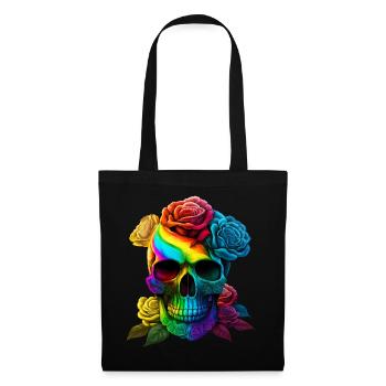 Crâne aux couleurs de l’arc-en-ciel - Sac en tissu - noir - Devant