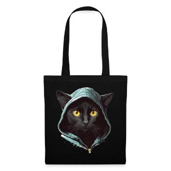 Katzenkopf Schwarze Katze Bombay Happy Cat Katzen - Stoffbeutel - Schwarz - Vorne