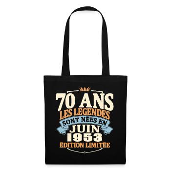 juin 1953 - anniversaire 1953 - 70 ans - Sac en tissu - noir - Devant