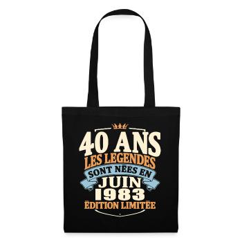 juin 1983 - anniversaire 1983 - 40 ans - Sac en tissu - noir - Devant