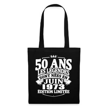 50 ans - juin 1973 - anniversaire 1973 - Sac en tissu - noir - Devant