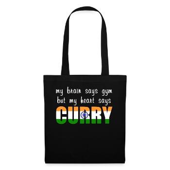 My heart says Curry - Stoffbeutel - Schwarz - Vorne