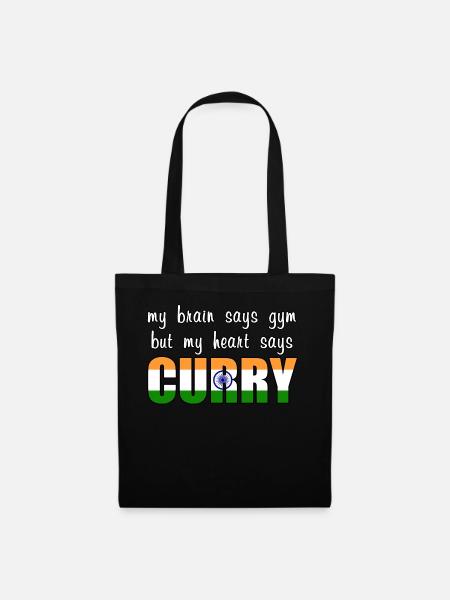 My heart says Curry - Tote Bag - black