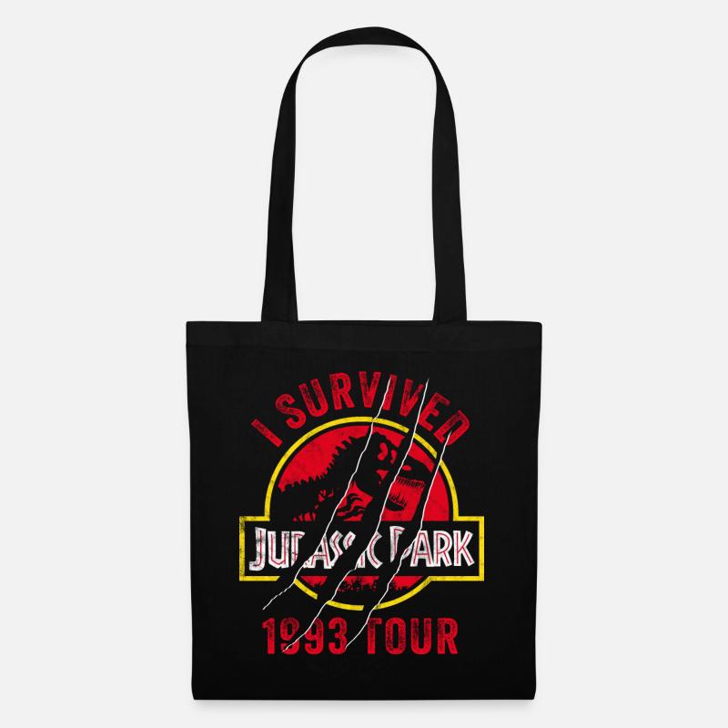 Jurassic Park Zerkraztes Logo I Survived 1993 Tour - Stoffbeutel - Schwarz