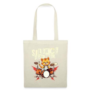 Schlagzeug Drums Silence Destroyer Katze Lustig - Stoffbeutel - Natur - Vorne