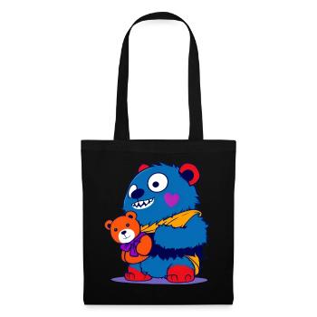 Cute Blue Horror Zombie Comic Monster with Teddy - Tote Bag - black - Front