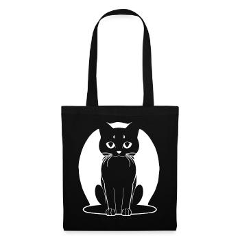 Lustige Katzensilhouette Freche Spaßkatzen - Stoffbeutel - Schwarz - Vorne