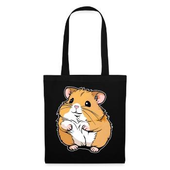 Hamster doré mignon épais - Sac en tissu - noir - Devant