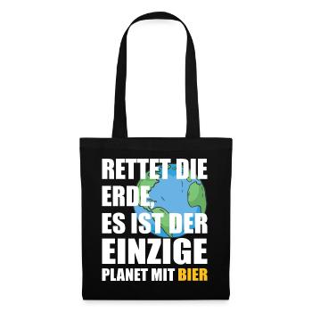 Bier Planet Retten - Stoffbeutel - Schwarz - Vorne
